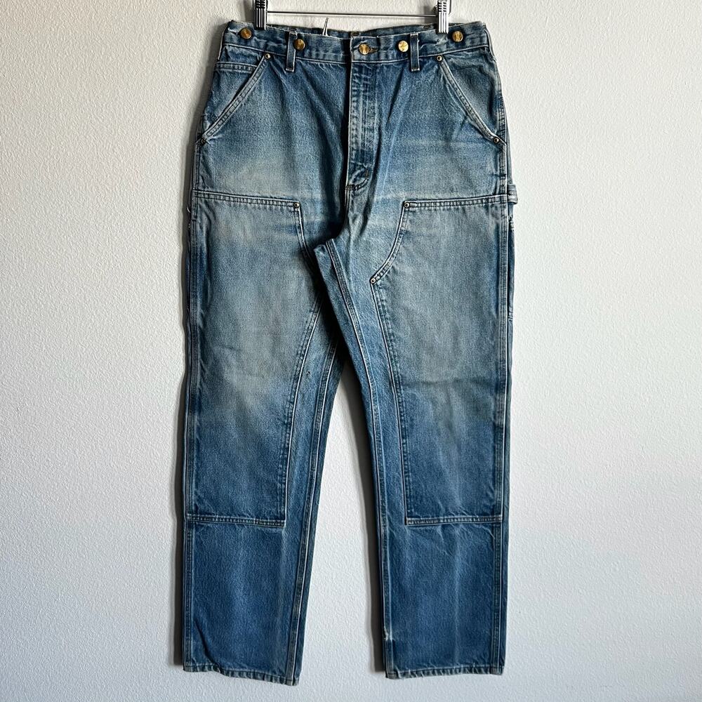 Carhartt B07 DNM faded blue denim double knee work wear carpenter pants